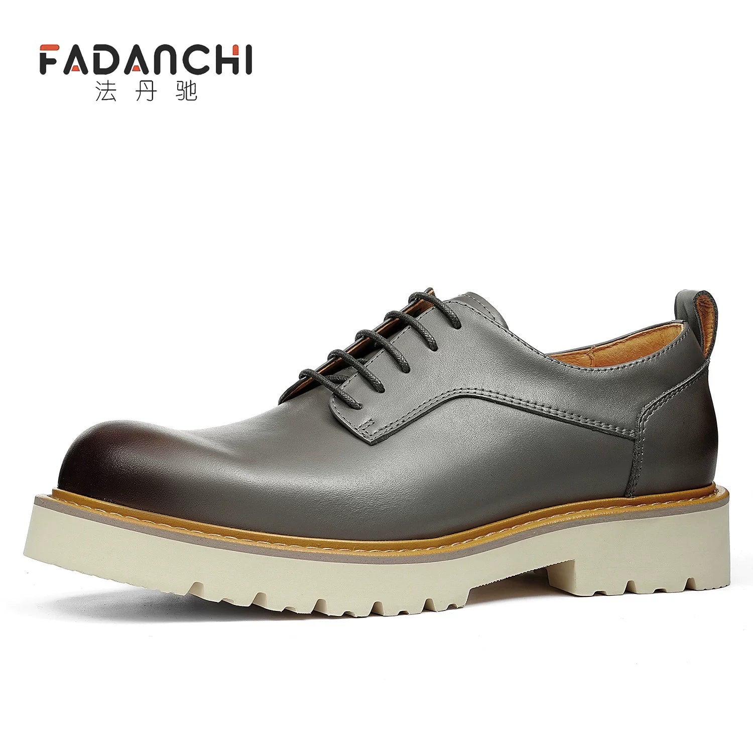 Men's White Genuine Leather Derby Shoes, Height Increasing, Business