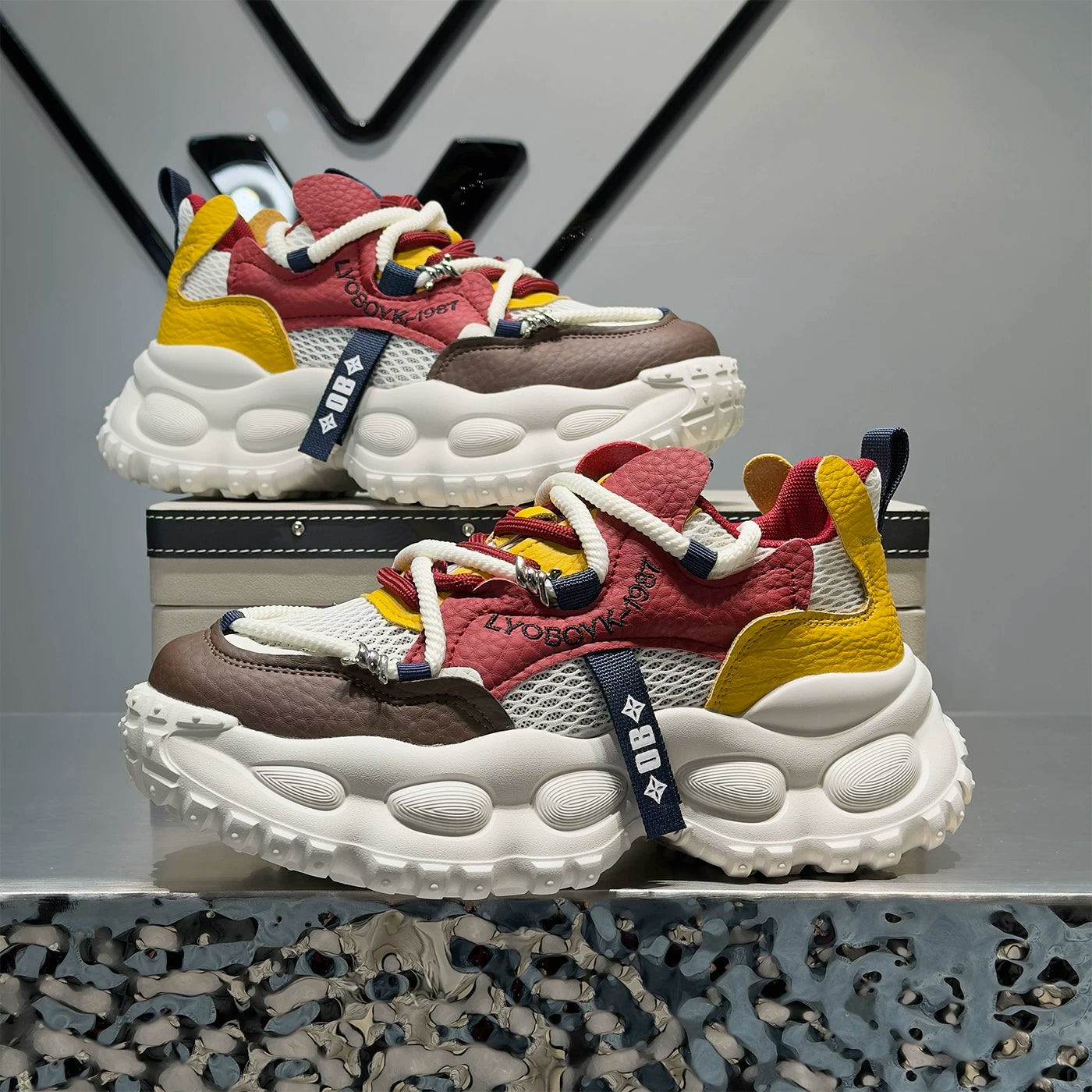 Men's Platform Breathable Mesh Trendy Chunky Dad Sneakers 2026 Summer New