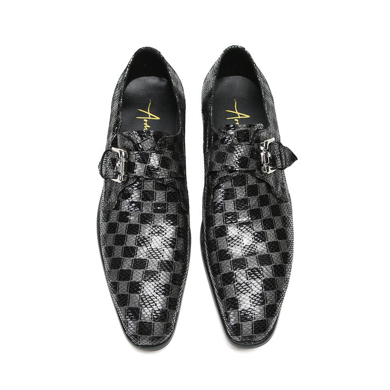 Leather shoes men's business dress casual cowhide British suit leather shoes wedding shoes men's trendy glossy leather single shoes