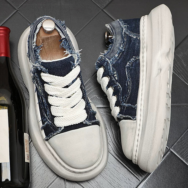 Men's 2026 New Height-Increasing Platform Breathable Canvas Denim Casual Shoes
