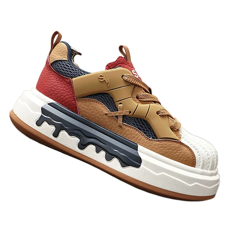Men's 2026 Spring New Height-Increasing Platform Mesh Athletic White Sneakers