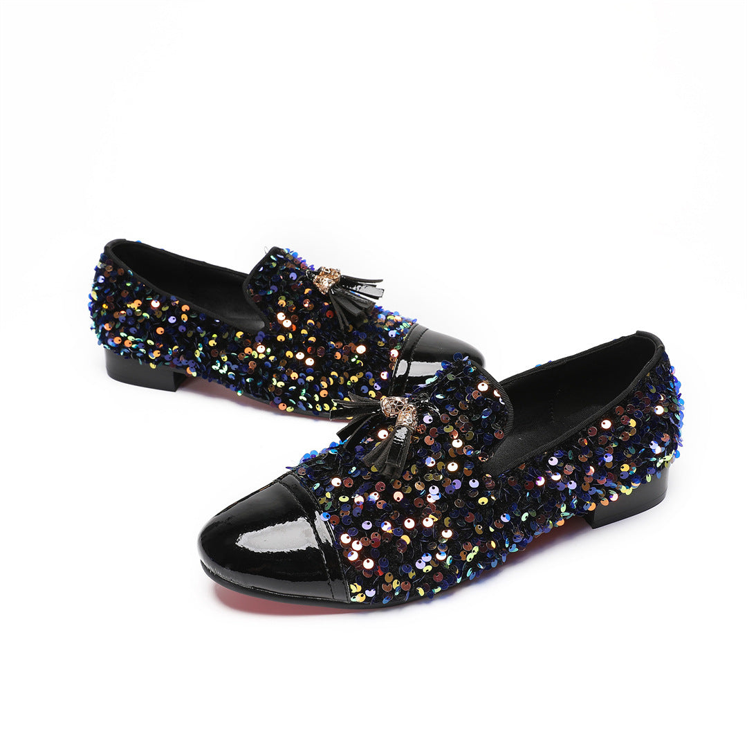 Men's Leather Casual Shoes – Rhinestone Detail – Style 84