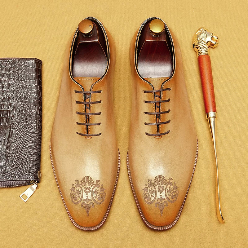 Men's Genuine Leather Leather Shoes, Square Toe, British Style