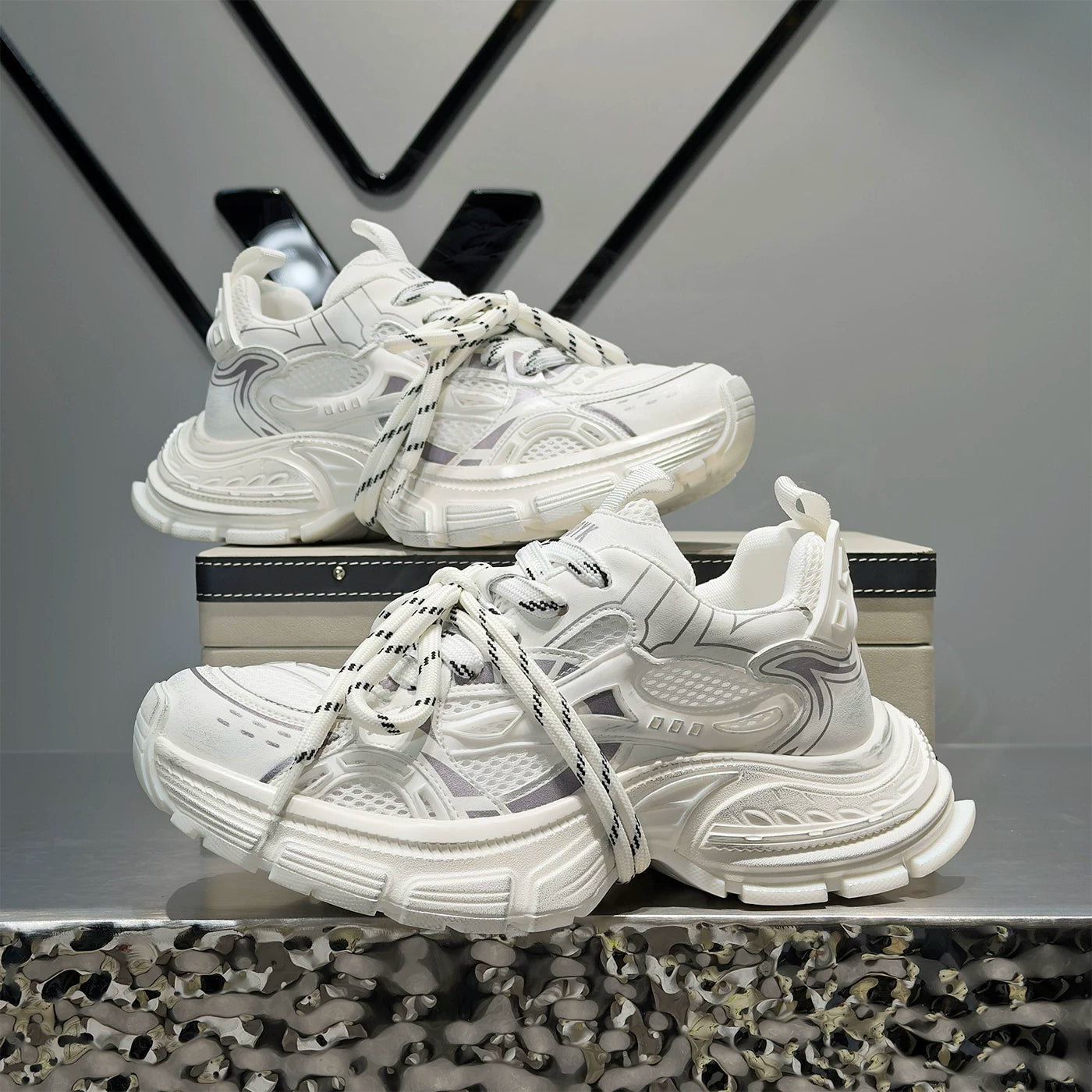 Men's Platform Breathable Mesh Chunky Dad Sneakers Summer New
