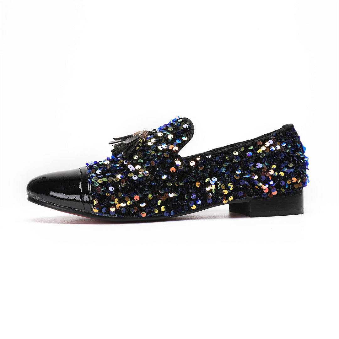 Men's Leather Casual Shoes – Rhinestone Detail – Style 84