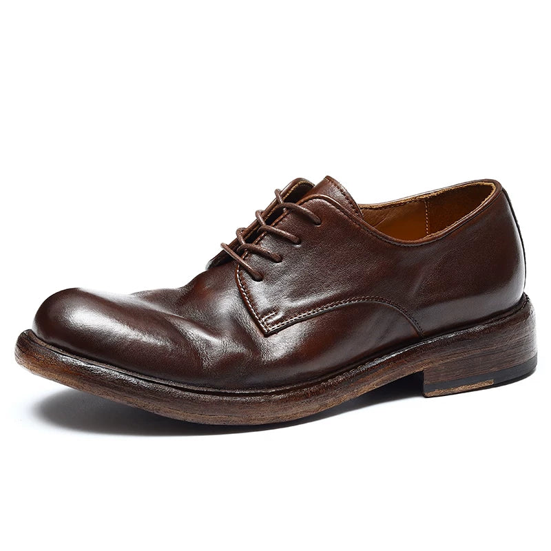 Men's Genuine Leather Derby Shoes, Handmade, British Style