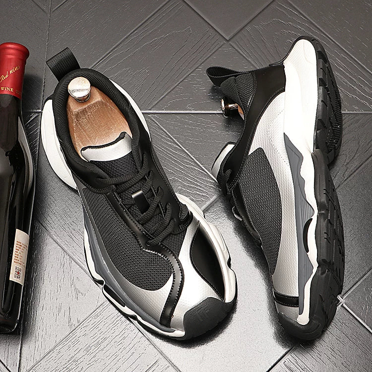 Men's Platform Height-Increasing Breathable Mesh British-Style Athletic Sneakers Casual
