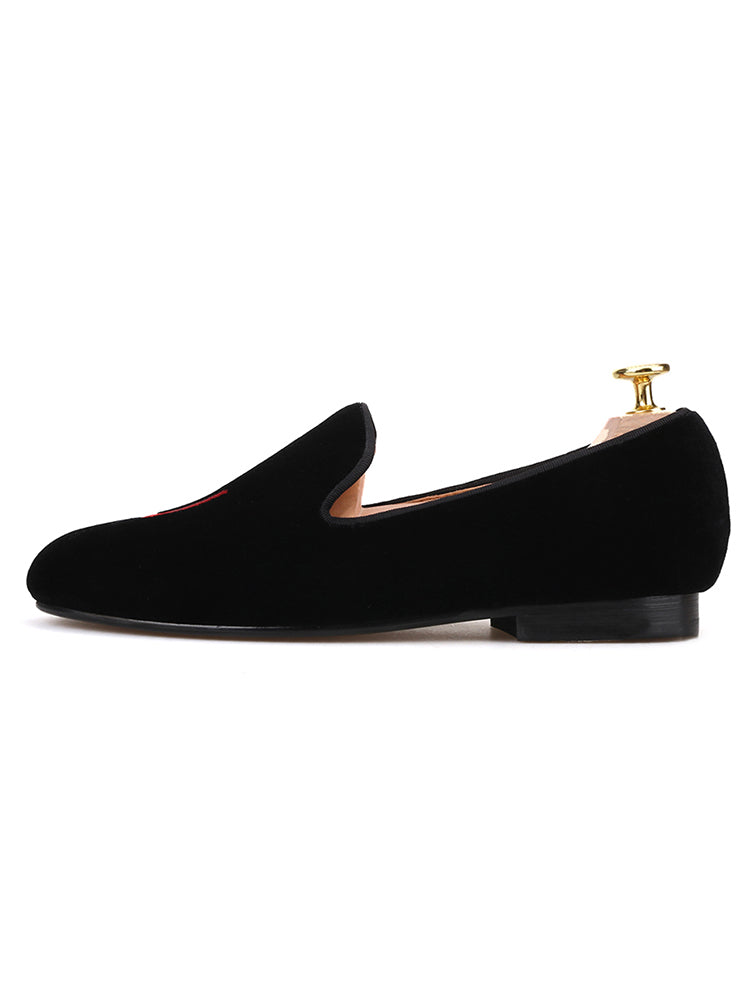New personalized graffiti electric embroidery ladies handmade loafers European and American big-name same style embroidered trendy slip-on shoes