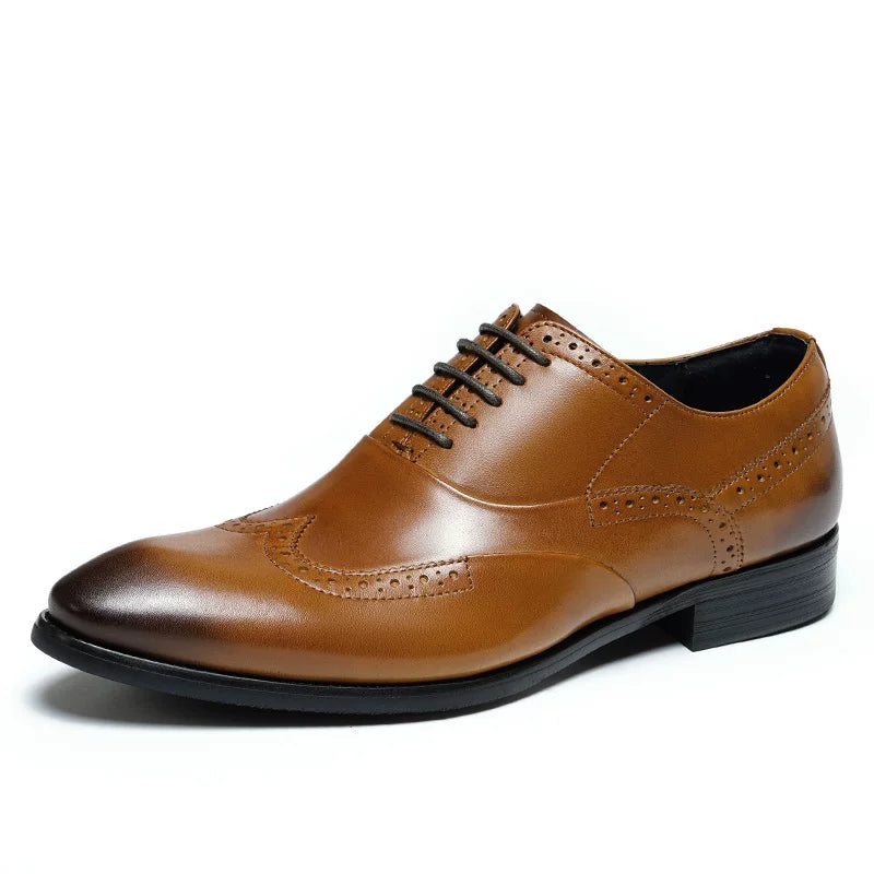 Men's Genuine Leather Oxford Shoes, Handmade, Pointed Toe