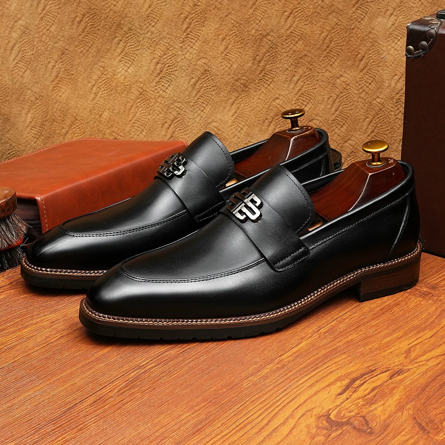 Men's Genuine Leather Loafers, Slip-On, British Style