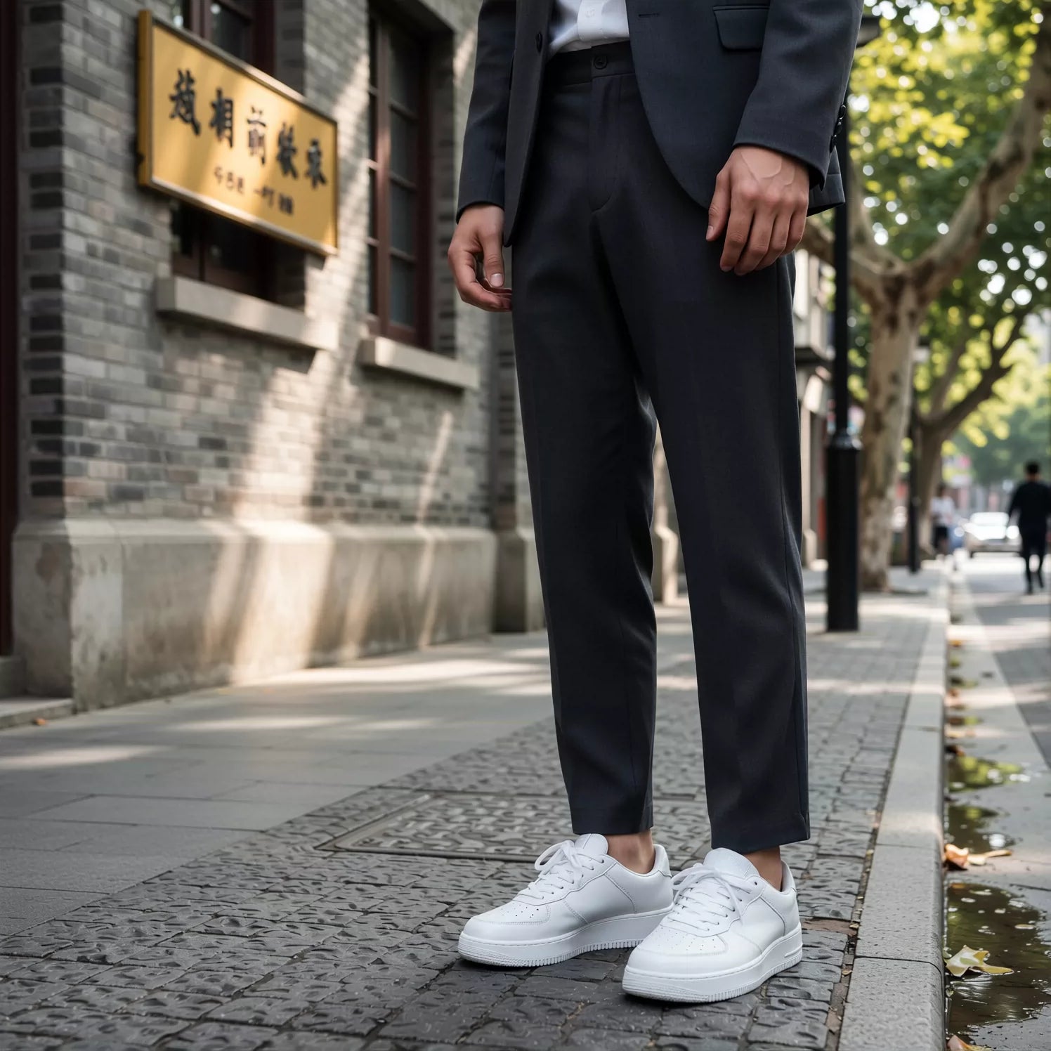 Men's Genuine Leather Skate Shoes, Height Increasing, Thick Sole