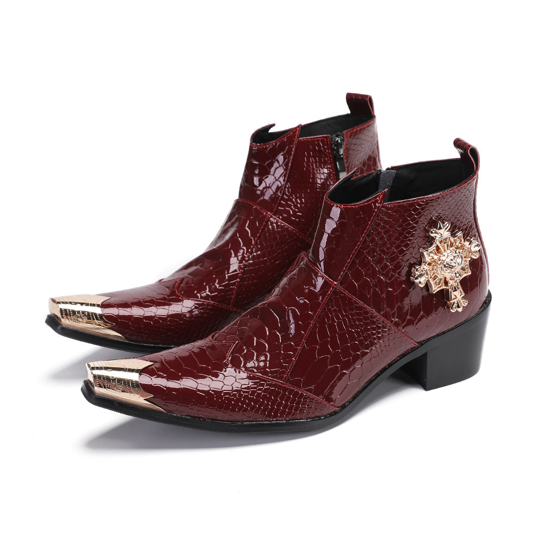 Men's Red Leather Martin Boots – British Style