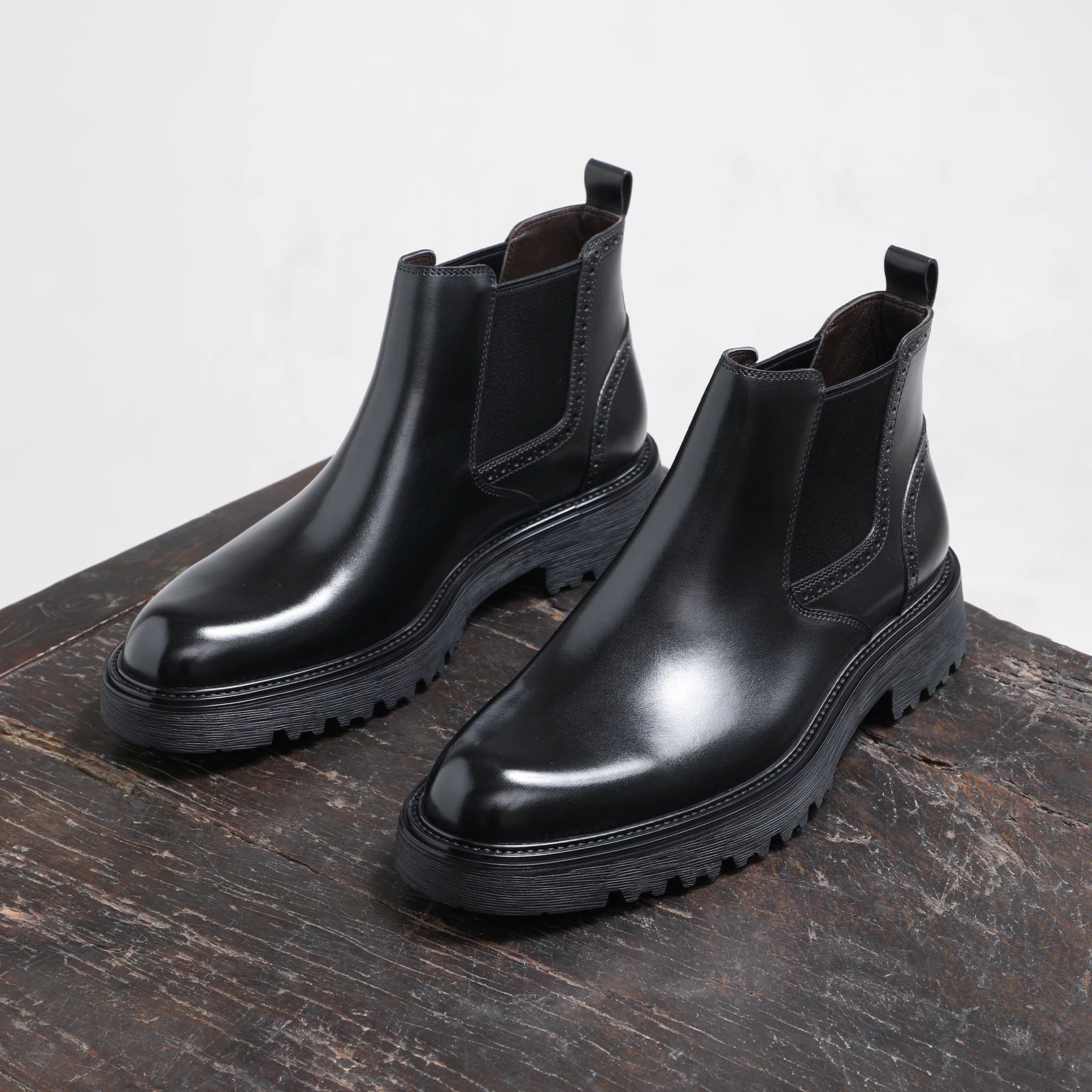 Men's Genuine Leather Martin Boots, Thick Sole, Handmade
