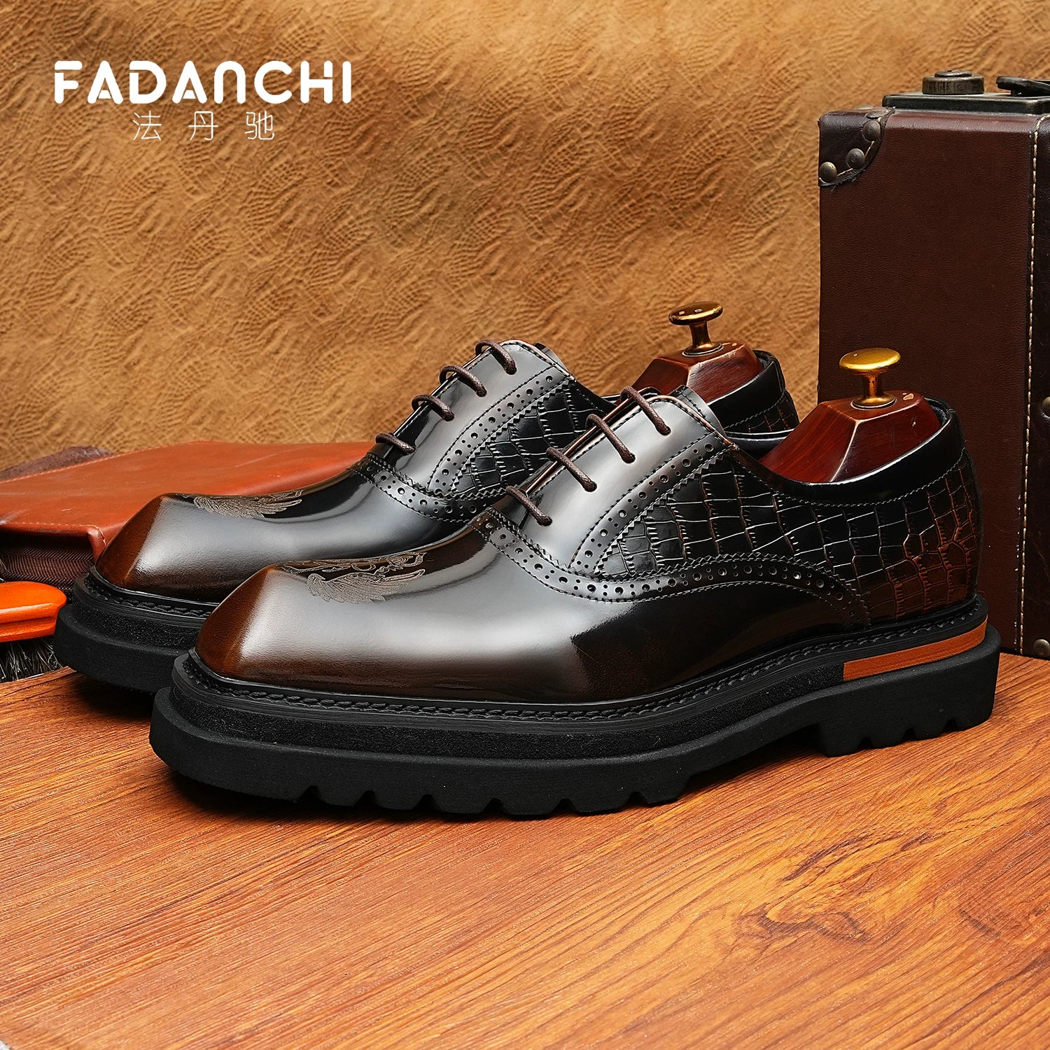 Men's Genuine Leather Oxford Shoes, Height Increasing, Thick Sole