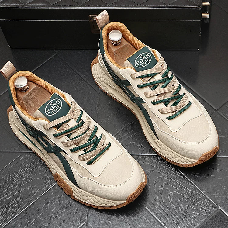 Men's Low-Top Korean Style Color-Block Athletic Casual Trendy Retro Sneakers