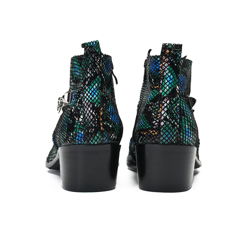 Pointed toe foreign trade bright leather boots, short-tube fashionable Korean leather shoes, export brand trendy shoes, Chelsea boots, cowhide wedges