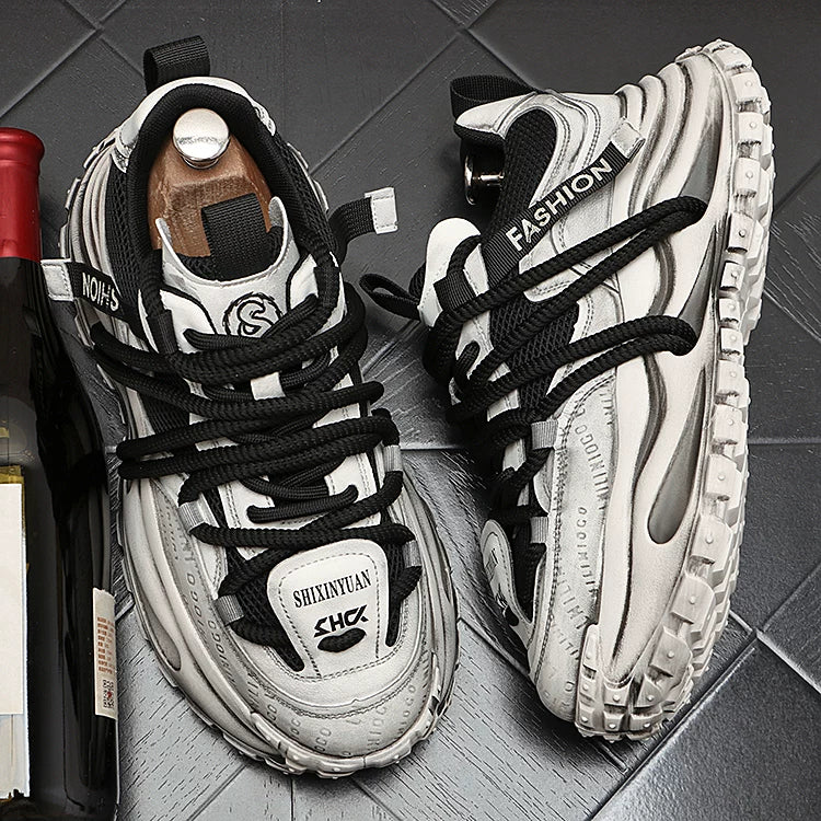 Men's 2026 New Height-Increasing Platform Breathable Lace-Up Retro Dad Shoes