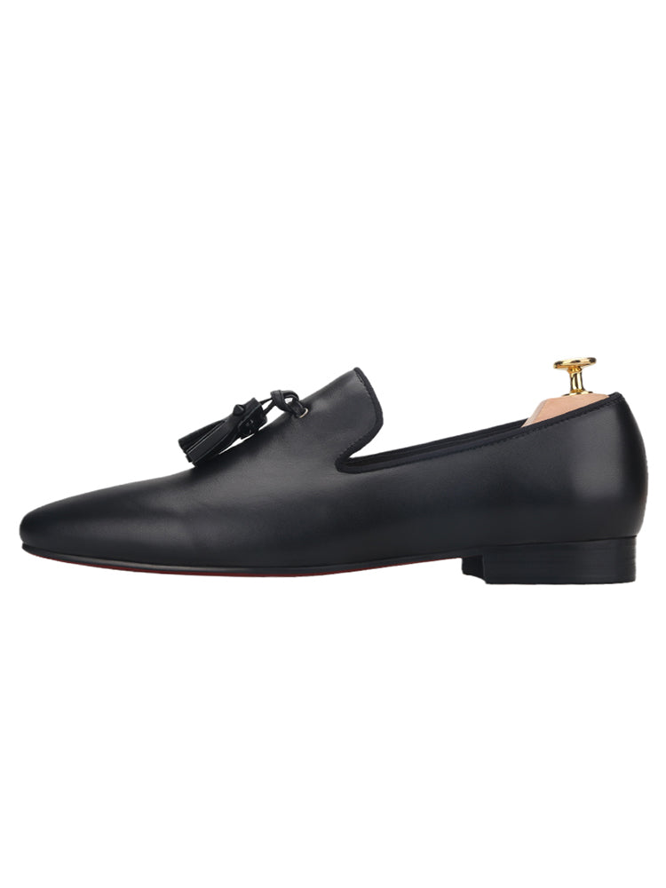 British style classic rivet tassel men's casual leather shoes wedding party one-legged red-soled loafers large size