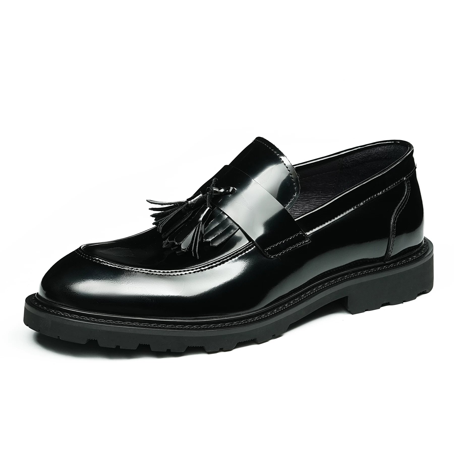Men's Genuine Leather Loafers, Patent Leather, Slip-On