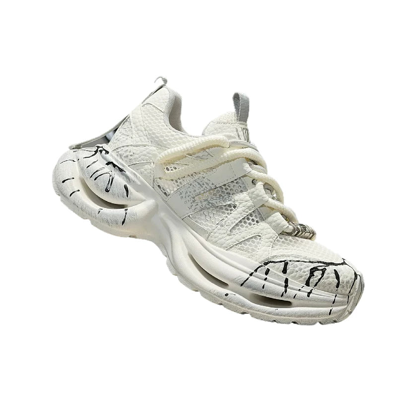 Men's Height-Increasing Platform Breathable Mesh Trendy Chunky Dad Sneakers Summer