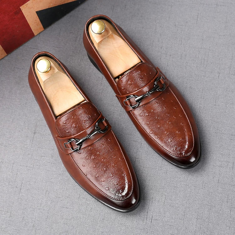 Men's Brown Loafers, Height Increasing, Pointed Toe