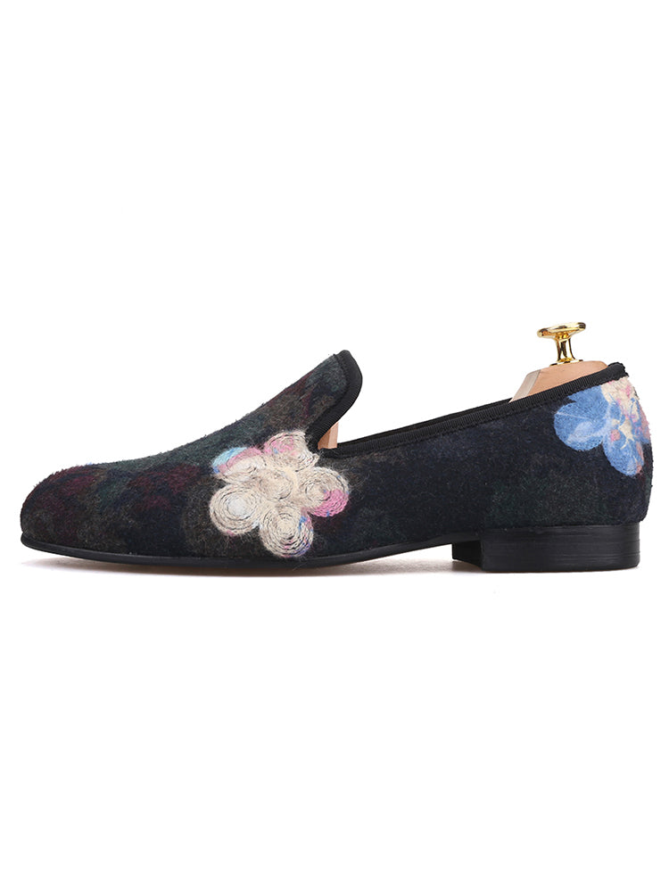 New autumn and winter hand-knitted cotton men's loafers European and American British ethnic mix and match trendy low-top shoes