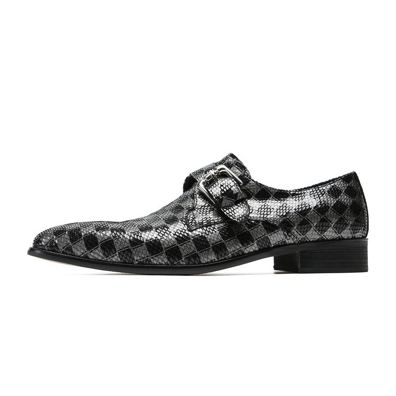 Leather shoes men's business dress casual cowhide British suit leather shoes wedding shoes men's trendy glossy leather single shoes