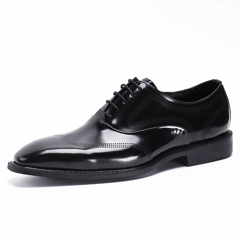 Men's Red Genuine Leather Leather Shoes, Patent Leather, Business