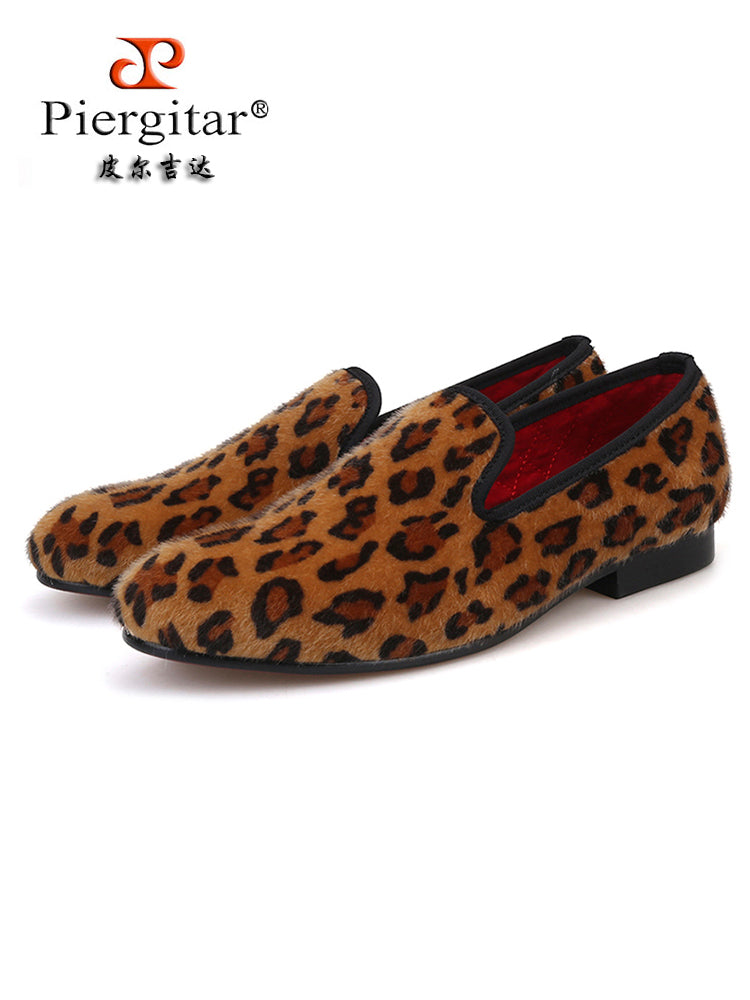European and American style wild leopard print two-color suede shoes trendy slip-on low-cut shoes banquet party men's loafers