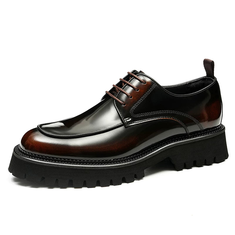 Men's Genuine Leather Leather Shoes, Height Increasing, Thick Sole