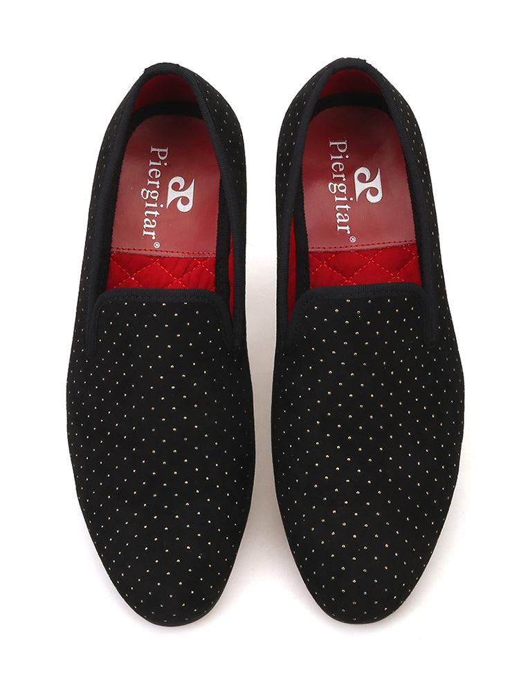 Bronzing men's cloth shoes gold dot slip-on loafers European and American celebrity style men's shoes trendy British style large size smoking shoes