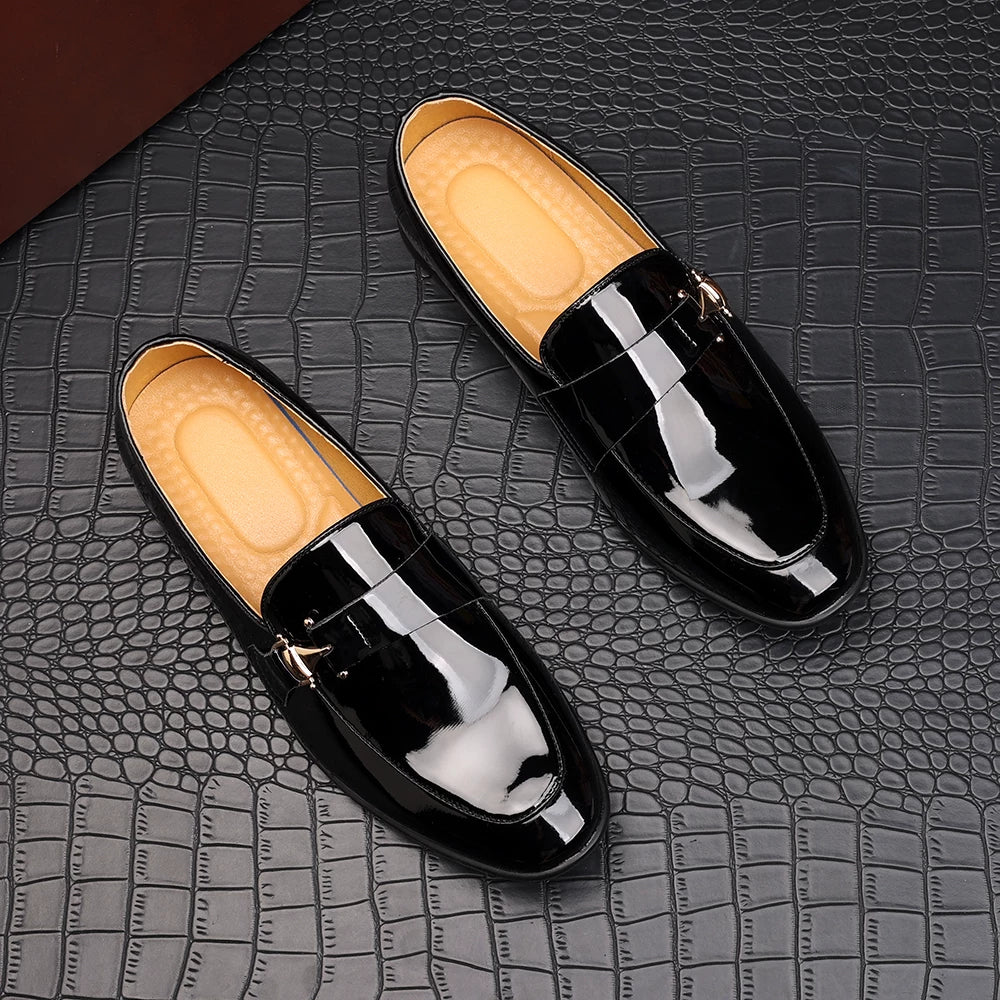 Men's Patent Leather Loafers, Slip-On, Glossy