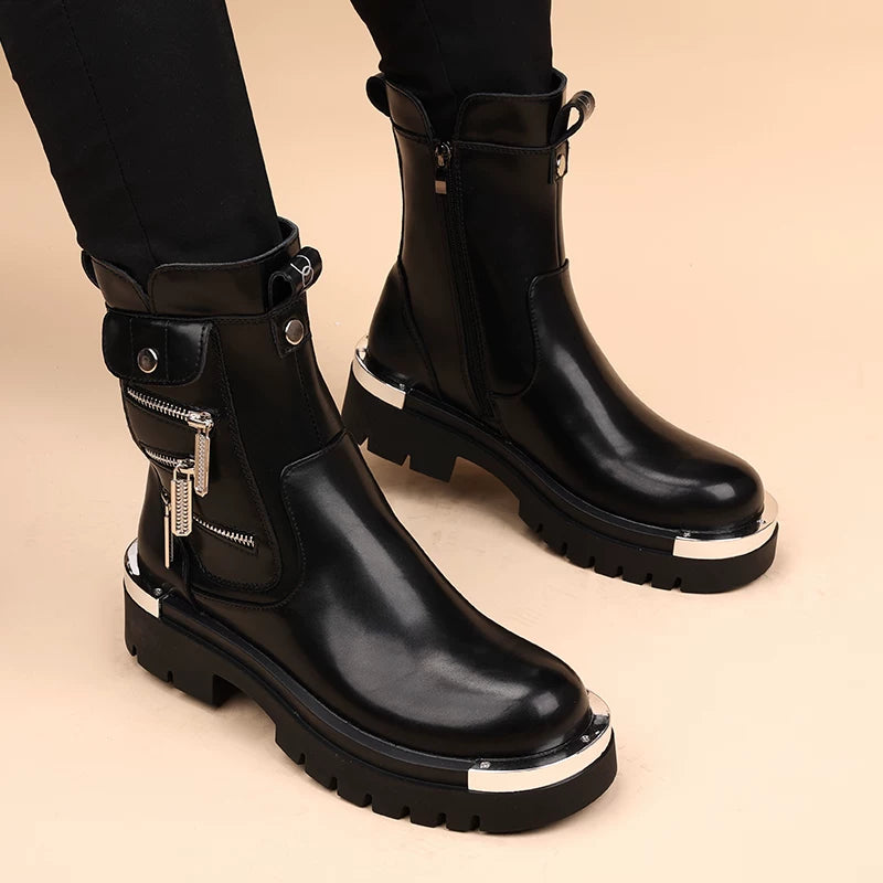 Men's Martin Boots, Height Increasing, Thick Sole