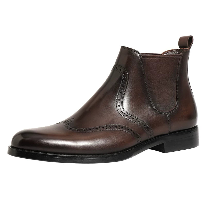 Men's Genuine Leather Chelsea Boots, Handmade, Pointed Toe