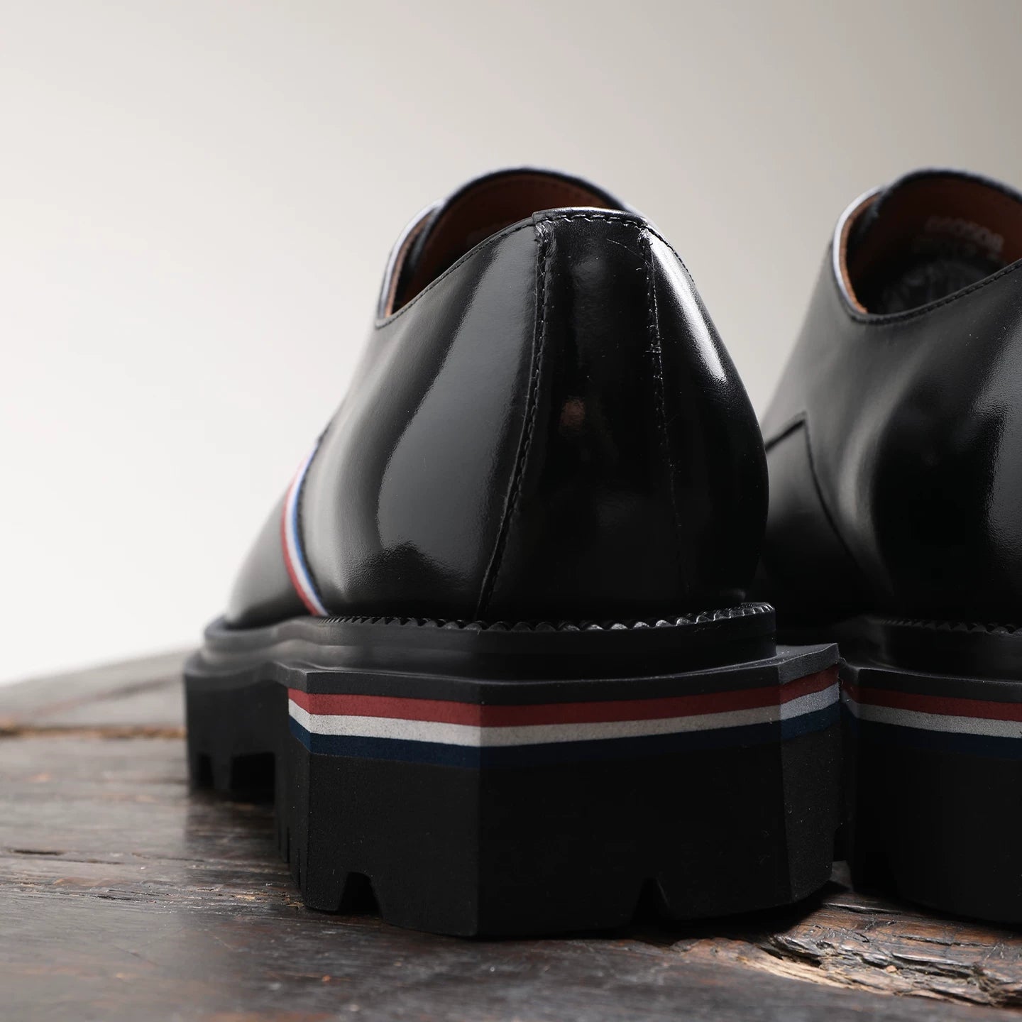 Men's Black Genuine Leather Derby Shoes, Height Increasing, Thick Sole