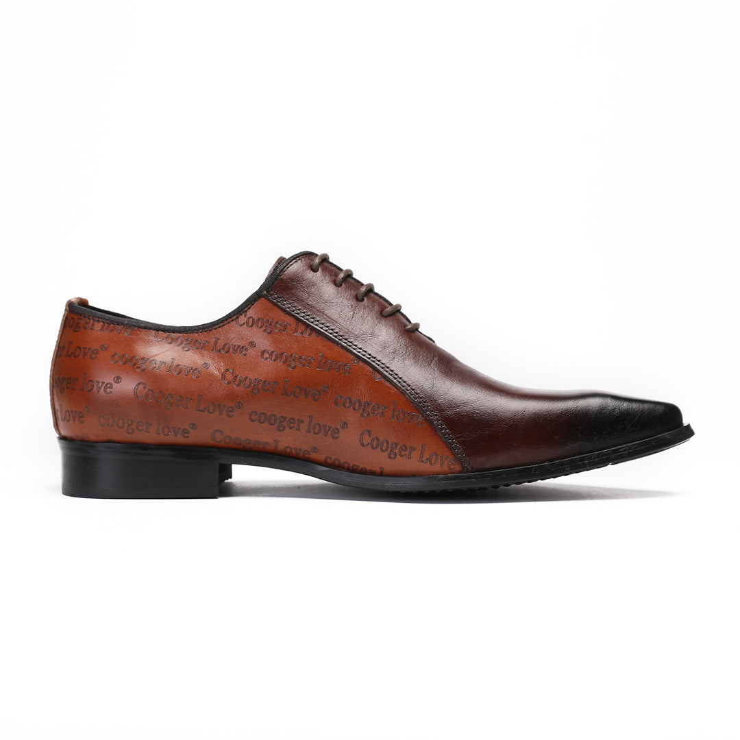Men's Brown Leather Derby Formal Shoes – Pointed Toe, Business
