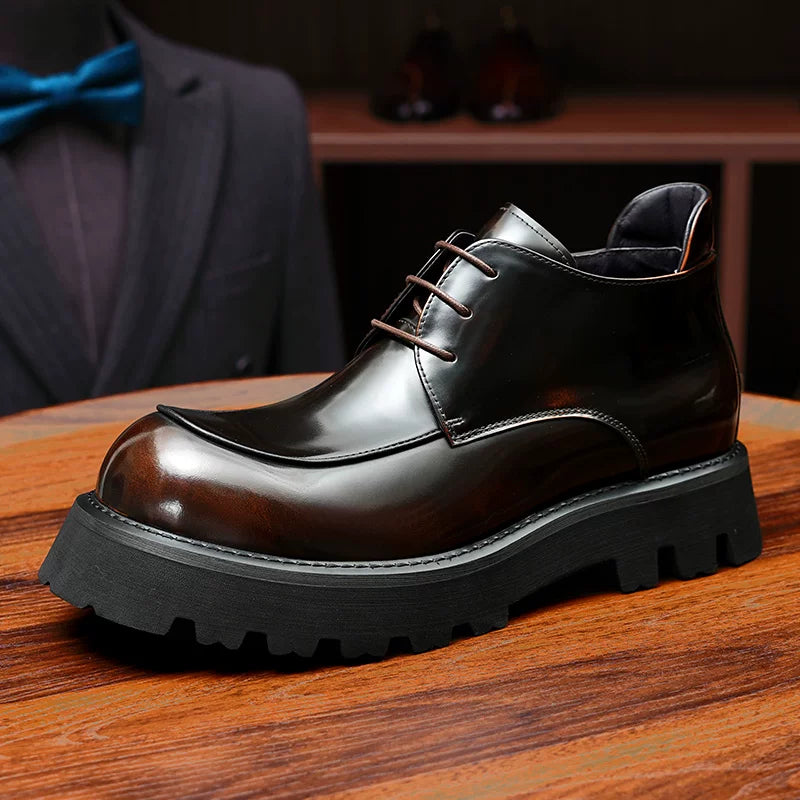 Men's Genuine Leather Martin Boots, Height Increasing, Thick Sole