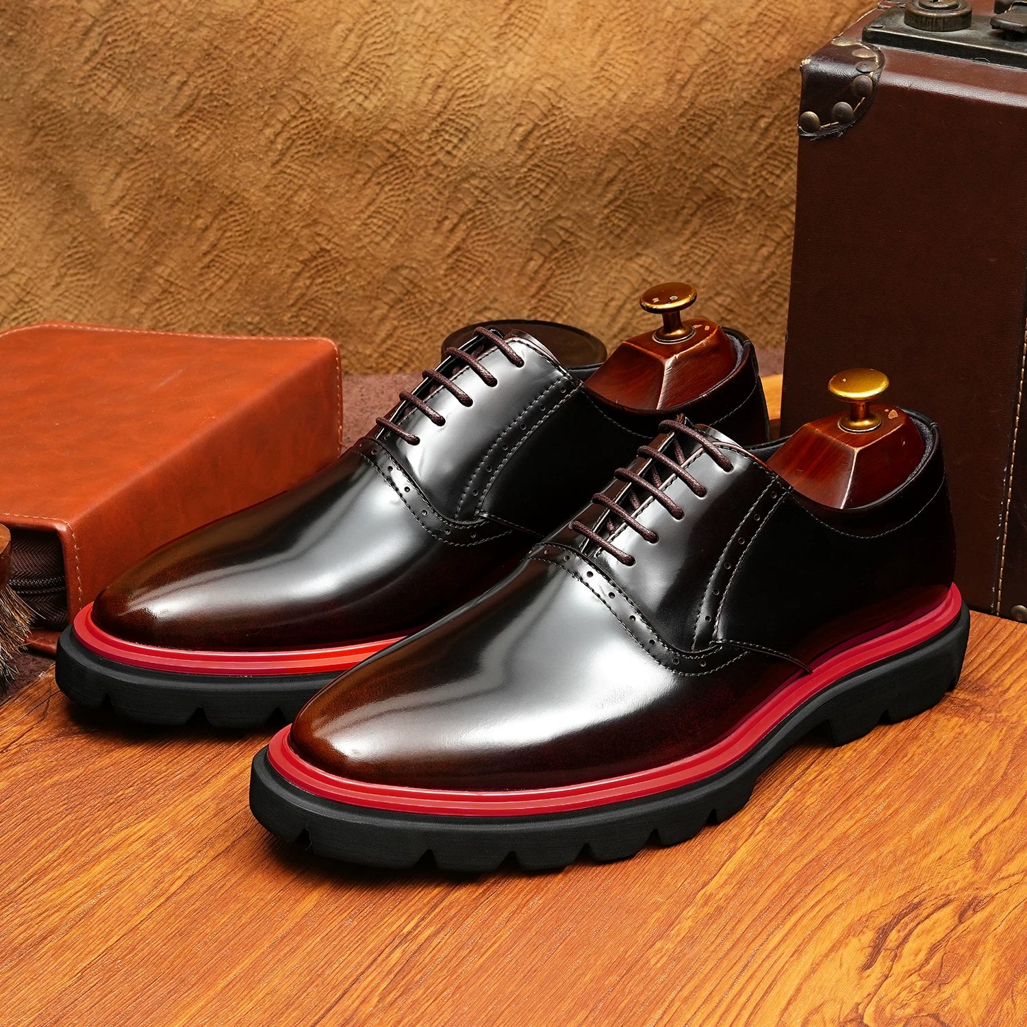 Men's Patent Leather Oxford Shoes, Glossy, British Style