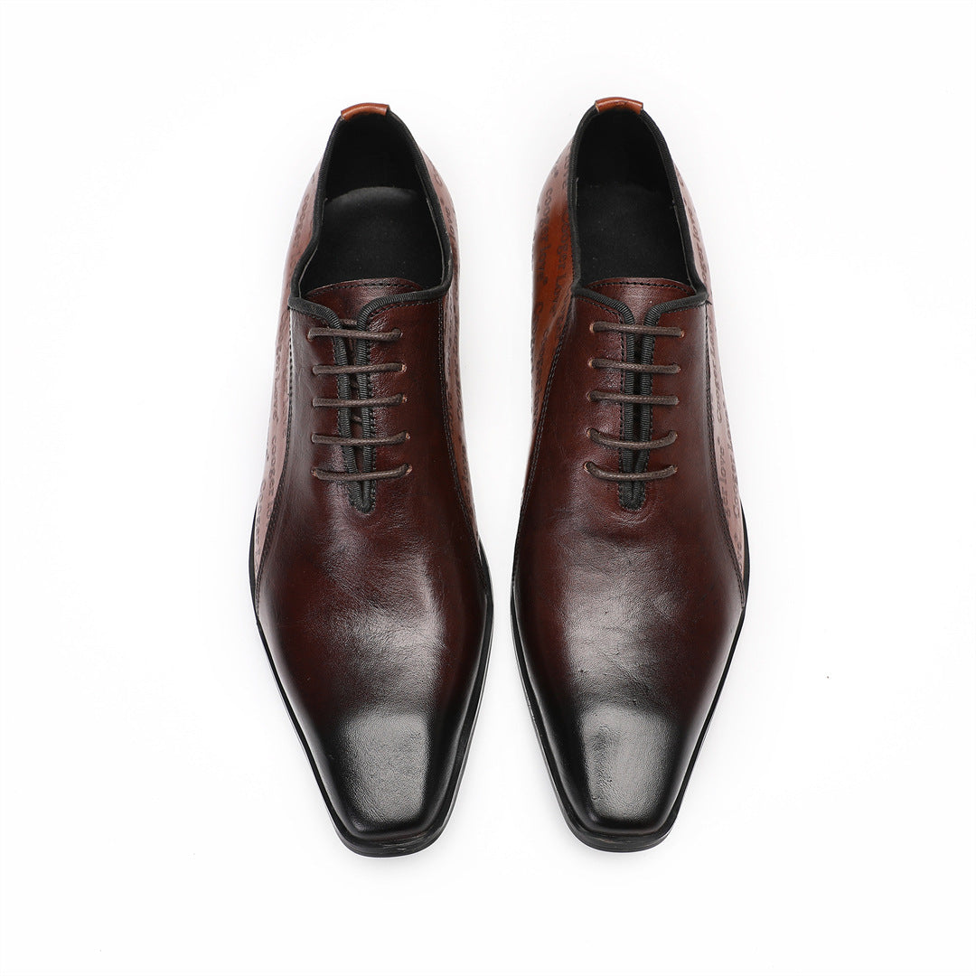 Men's Brown Leather Derby Formal Shoes – Pointed Toe, Business