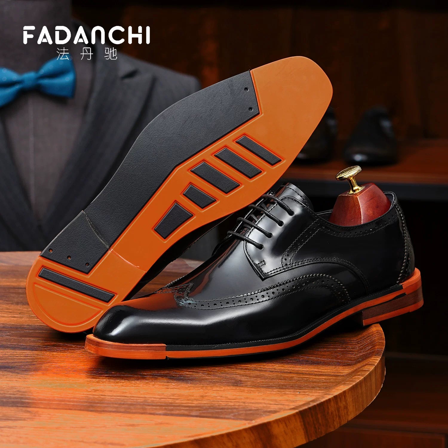 Men's Genuine Leather Derby Shoes, Glossy, Business