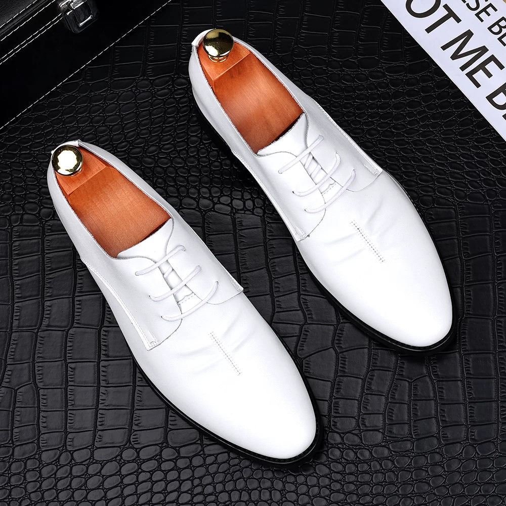 Men's White Wedding Shoes, Height Increasing, Breathable
