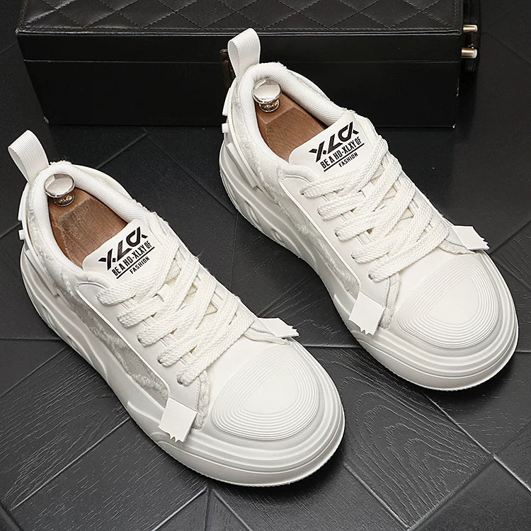 Men's Low-Top Canvas Athletic Casual Versatile Trendy White Sneakers