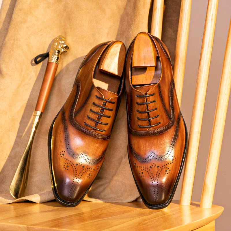 Men's Brown Leather Shoes, British Style, Business
