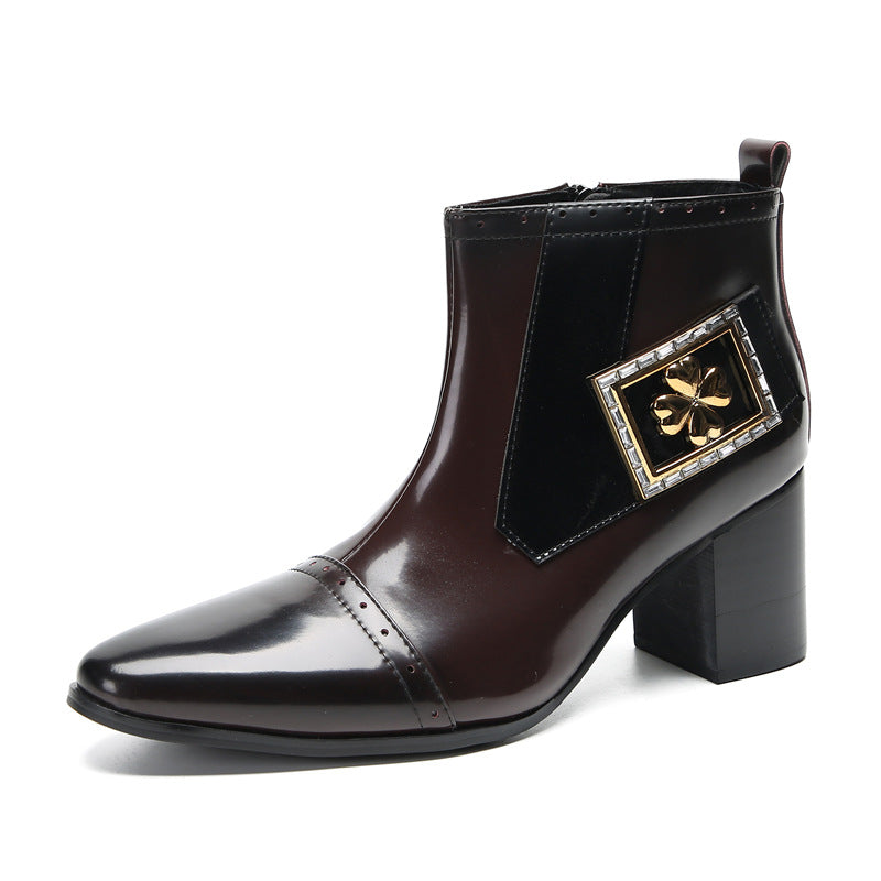 Men's Red Leather Martin Boots – Platform, British Style