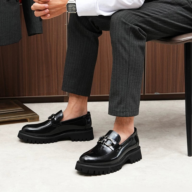 Men's Genuine Leather Loafers, Thick Sole, Slip-On
