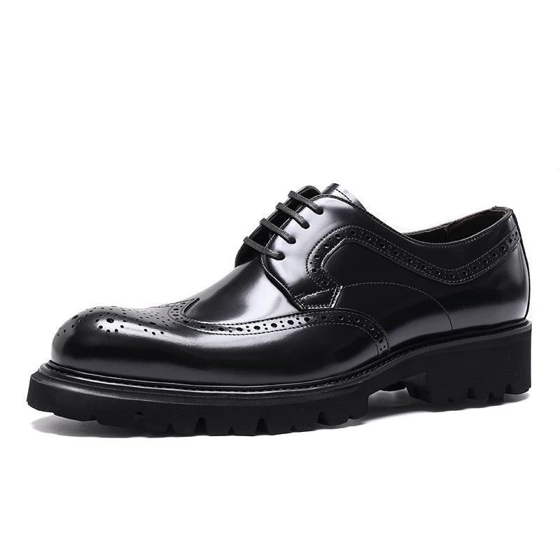 Men's Genuine Leather Derby Shoes, Height Increasing, Thick Sole