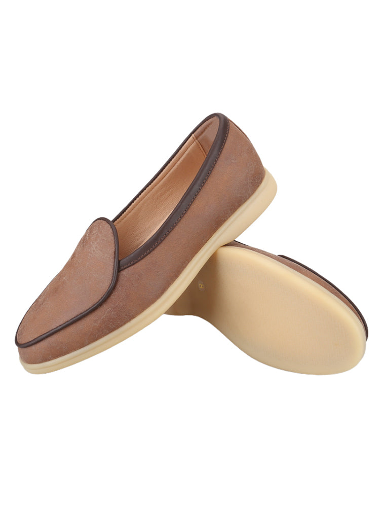 Maillard deerskin men's classic summer walk shoes milky white non-slip casual slip-on shoes