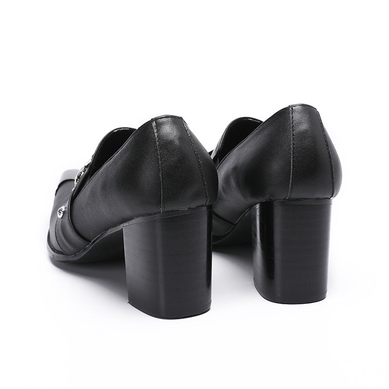 Men's leather shoes autumn and winter business formal groomsmen black casual inner heightening wedding Korean brand British groom men's shoes