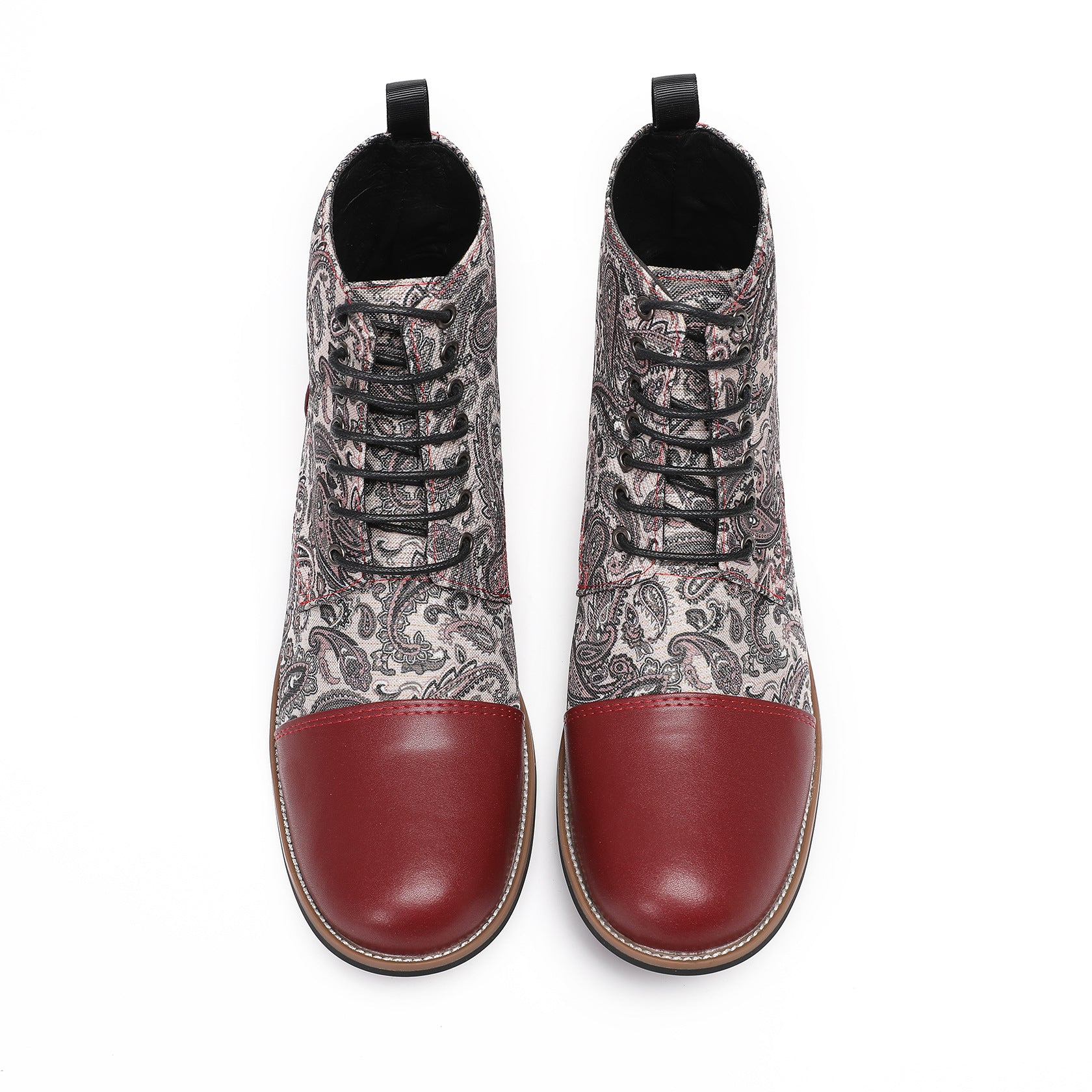 Men's Red Leather Boots – Embroidered