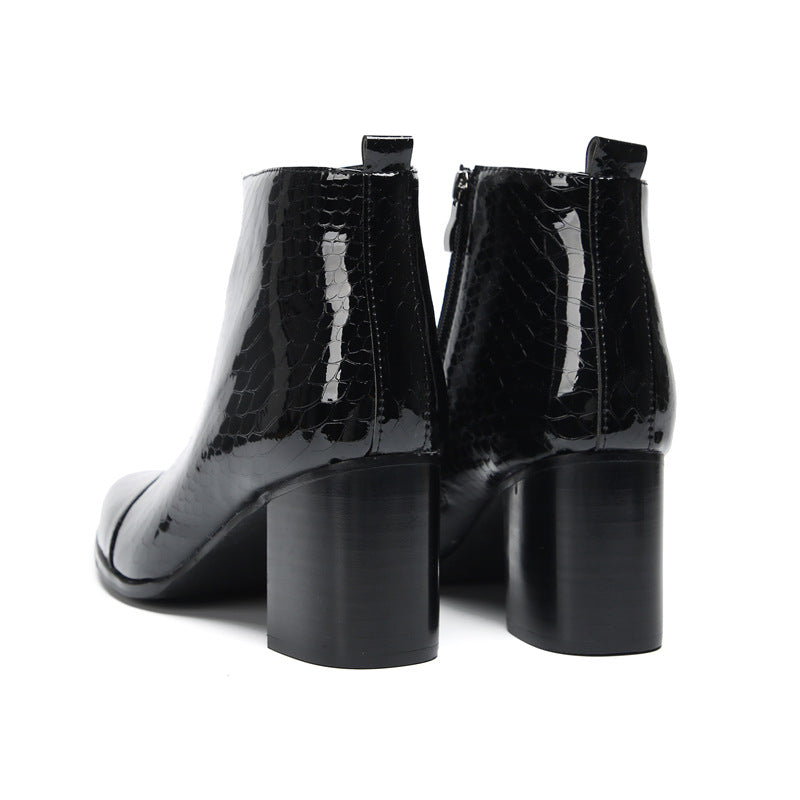 Men's Black Leather Martin Boots – British Style, Height Increasing